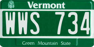 VT license plate WWS734