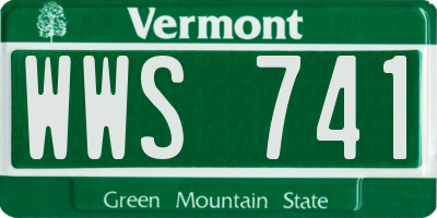 VT license plate WWS741