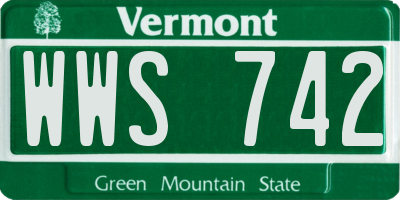 VT license plate WWS742