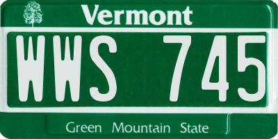 VT license plate WWS745