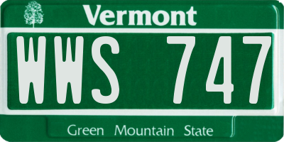 VT license plate WWS747