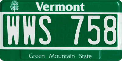 VT license plate WWS758