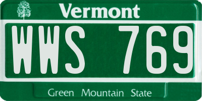 VT license plate WWS769