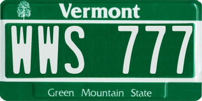 VT license plate WWS777