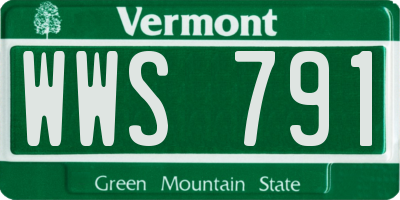 VT license plate WWS791
