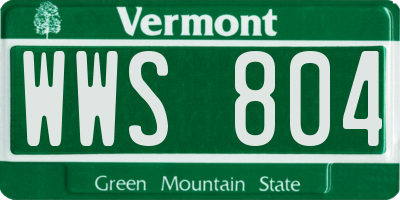 VT license plate WWS804