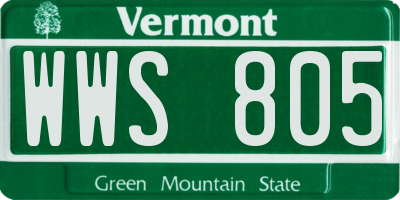 VT license plate WWS805