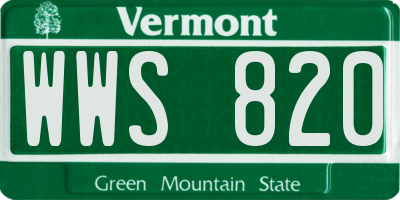 VT license plate WWS820