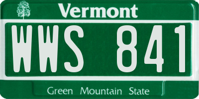 VT license plate WWS841