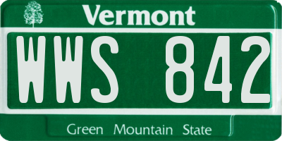VT license plate WWS842