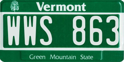 VT license plate WWS863