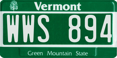 VT license plate WWS894