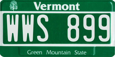 VT license plate WWS899