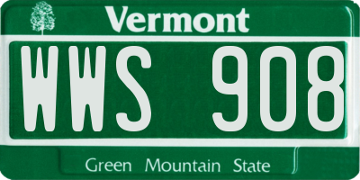 VT license plate WWS908