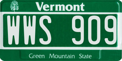 VT license plate WWS909