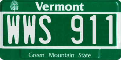 VT license plate WWS911