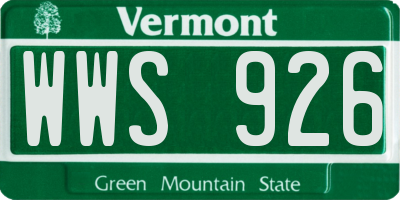 VT license plate WWS926