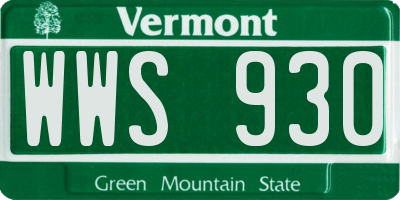 VT license plate WWS930