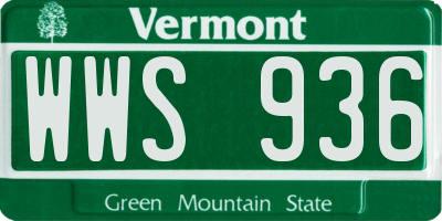 VT license plate WWS936