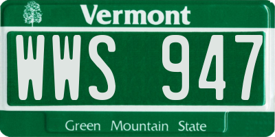 VT license plate WWS947