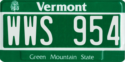 VT license plate WWS954