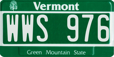 VT license plate WWS976