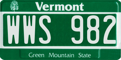 VT license plate WWS982