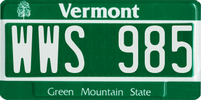 VT license plate WWS985