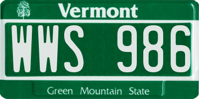 VT license plate WWS986