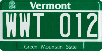 VT license plate WWT012
