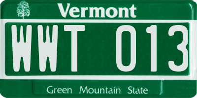 VT license plate WWT013