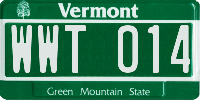 VT license plate WWT014