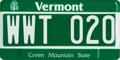 VT license plate WWT020