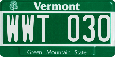 VT license plate WWT030
