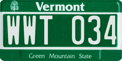 VT license plate WWT034