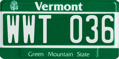 VT license plate WWT036
