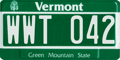 VT license plate WWT042