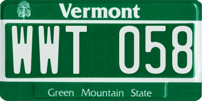 VT license plate WWT058