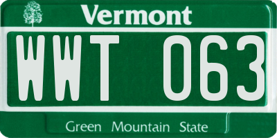 VT license plate WWT063