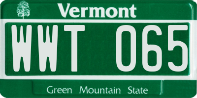VT license plate WWT065