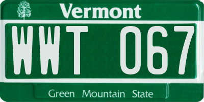 VT license plate WWT067