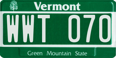 VT license plate WWT070