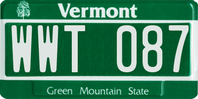 VT license plate WWT087