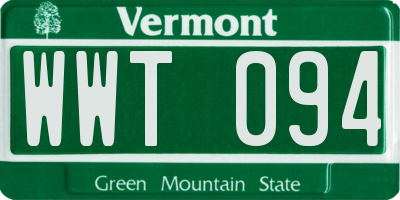 VT license plate WWT094