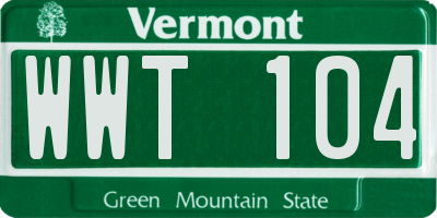 VT license plate WWT104