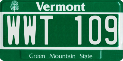 VT license plate WWT109