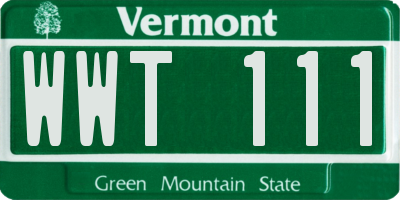 VT license plate WWT111