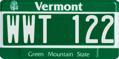 VT license plate WWT122