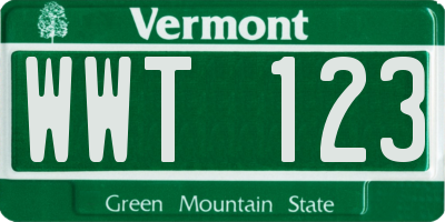 VT license plate WWT123