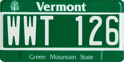 VT license plate WWT126